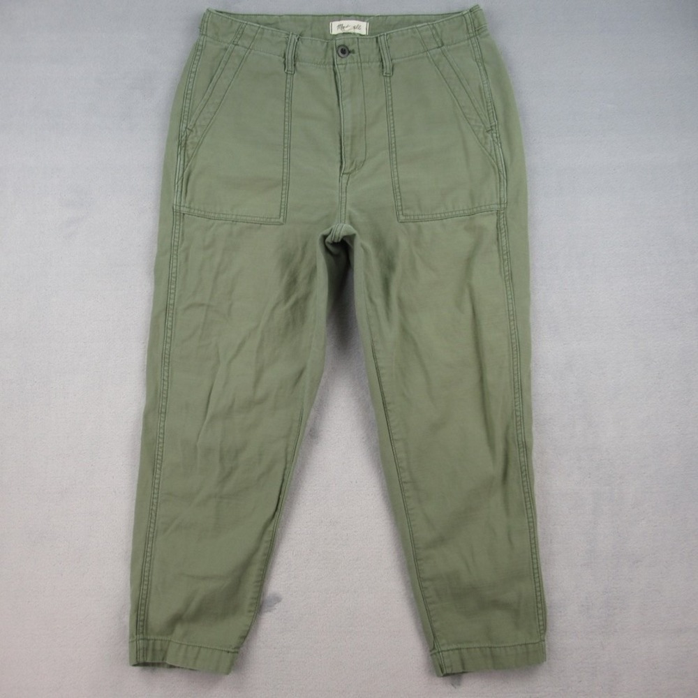 Madewell Military Surplus Pants Women 29 Green Cotton High Rise Tapered NA150
